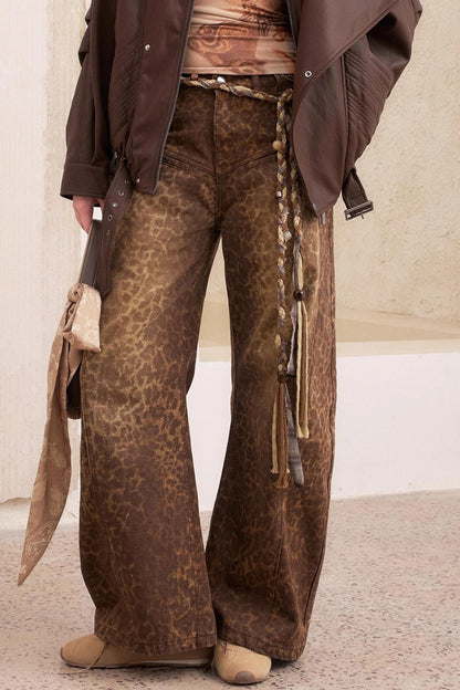Leopard Split Wide Leg Pants