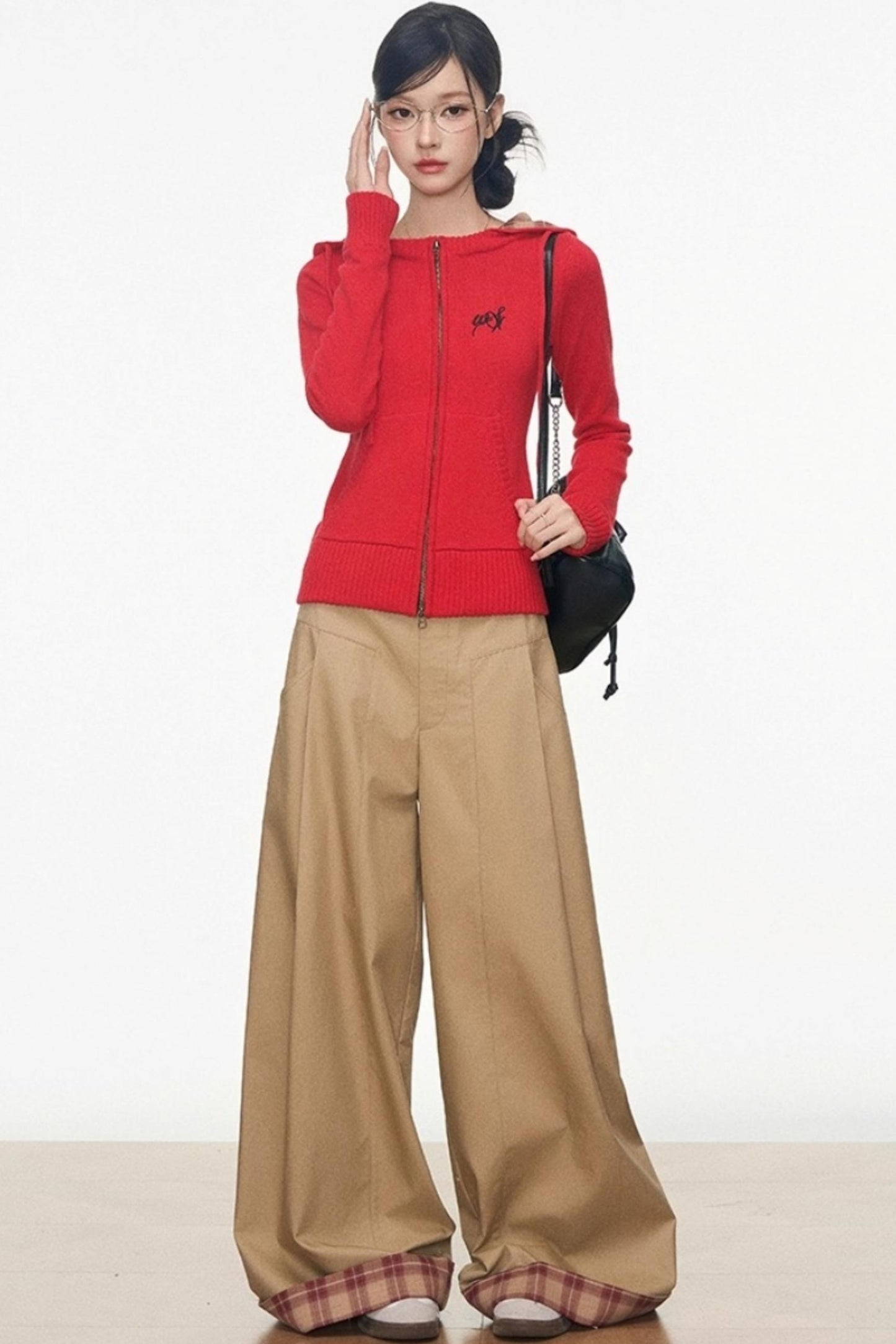 Zipper Sweater With Trousers Set-Up