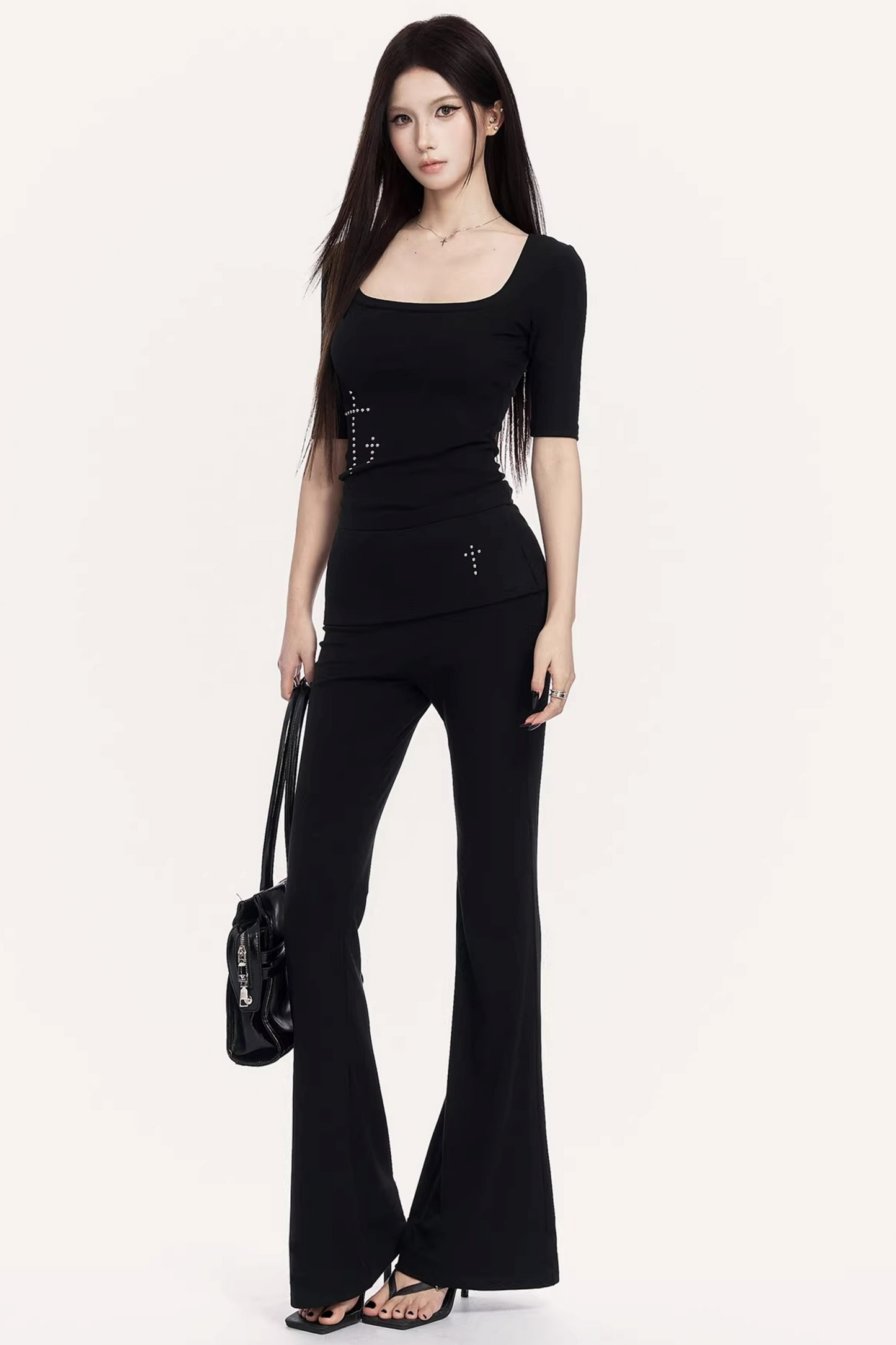 Square Neck Flared Pants Set-Up