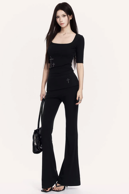 Square Neck Flared Pants Set-Up