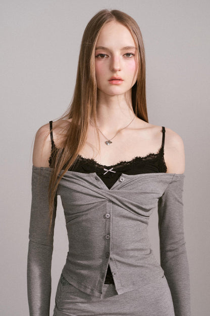 Luxury Grey Lace Top