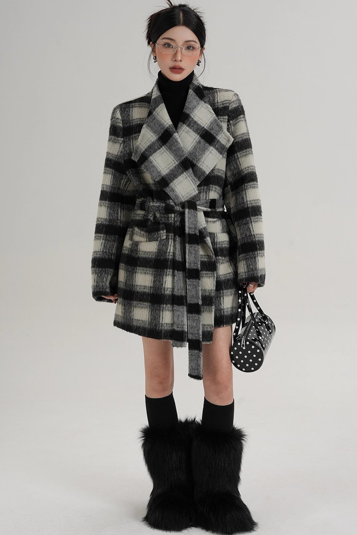 Elegant Plaid Wool Coat