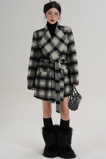 Elegant Plaid Wool Coat