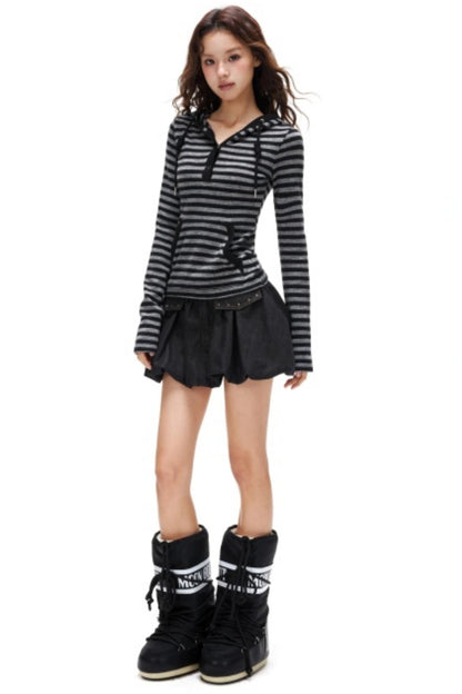 Spicy Striped Hooded Sweater