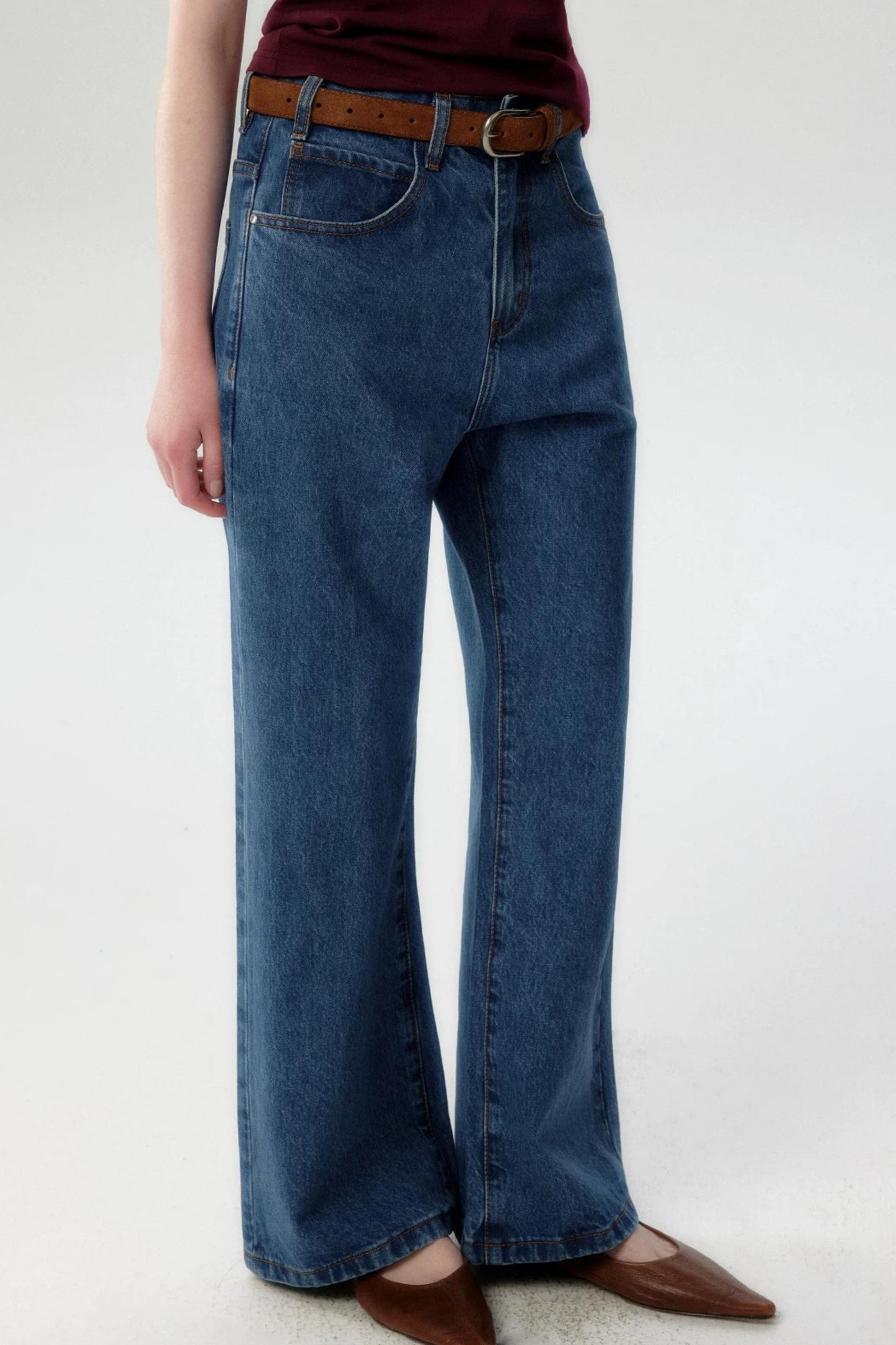 Pantaloni svasati in denim blu retrò