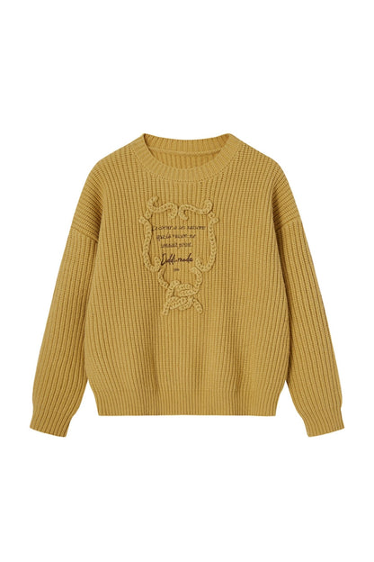 Premium Letter Embroidered Crew Neck Sweater