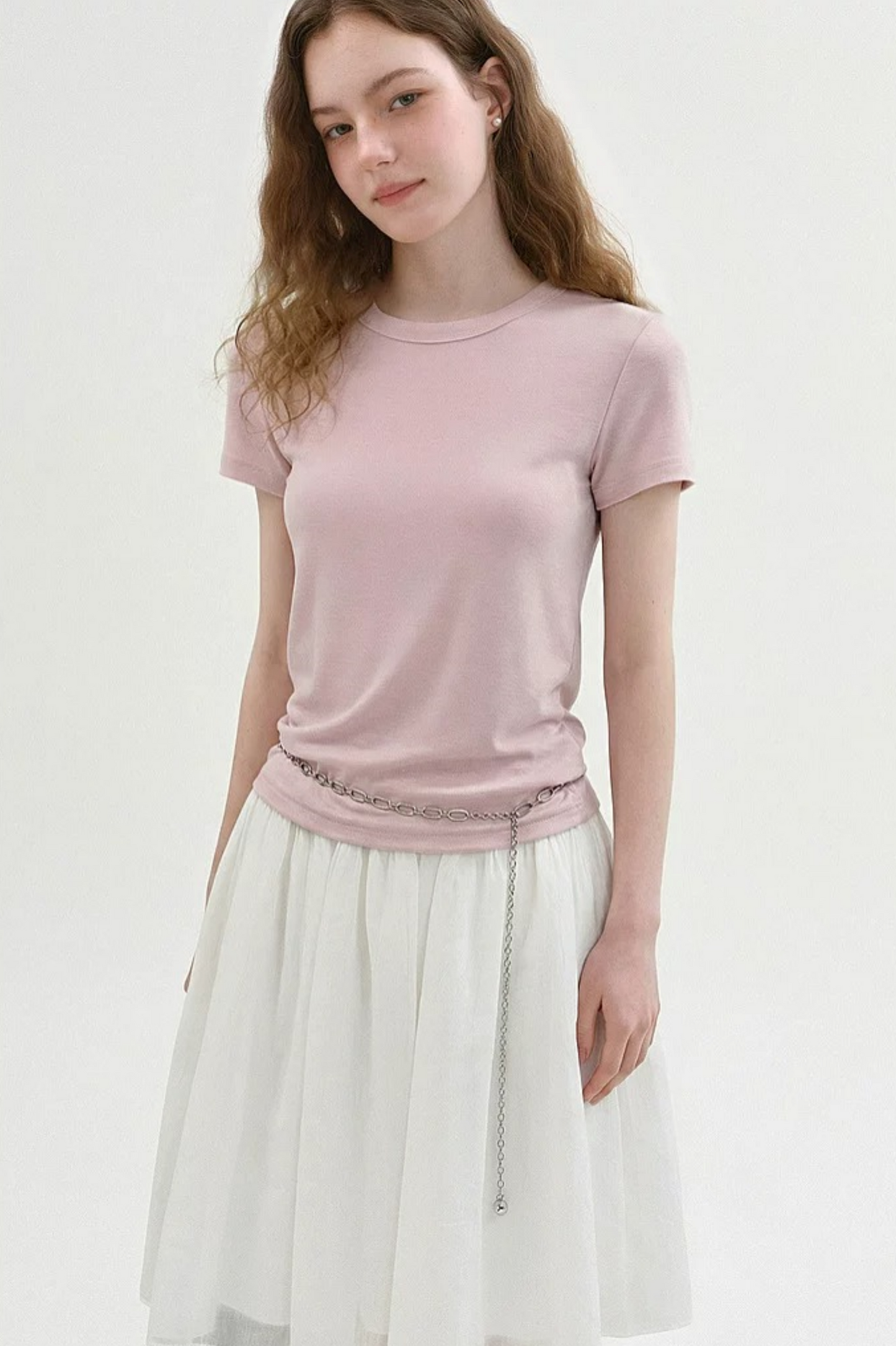 T-shirt rosa a girocollo
