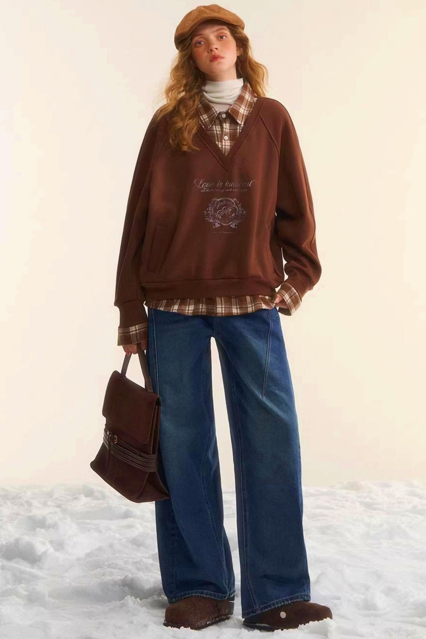 Retro Plaid Patchwork Sweatshirt