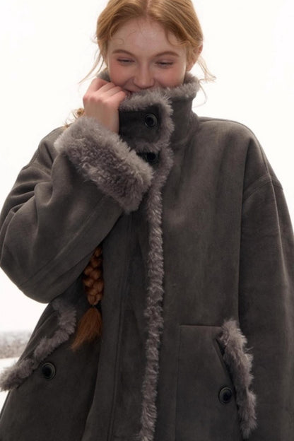 Reversible Suede Stand Collar Jacket