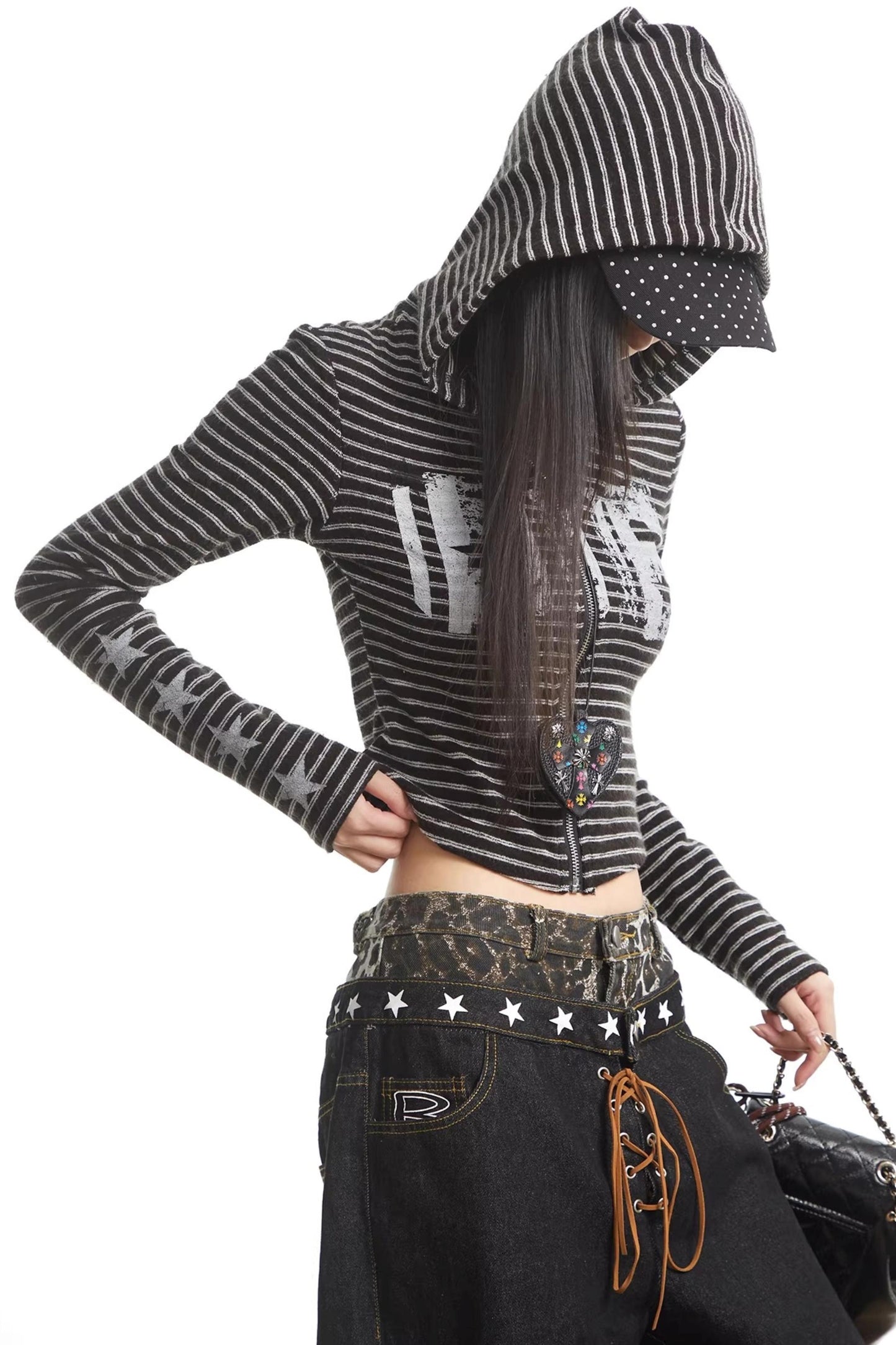 Retro Striped Hooded Sweatshirt