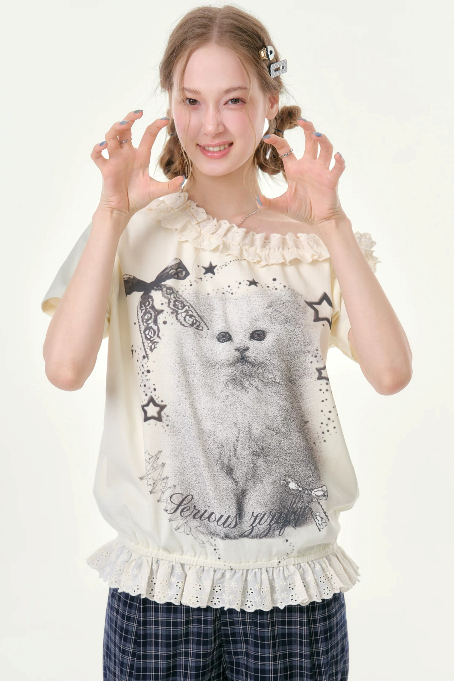 Star Dust Cat Lace T-Shirt