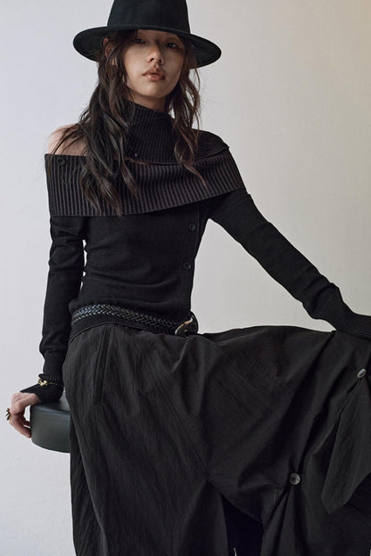 Light And Shadow One-shoulder Top