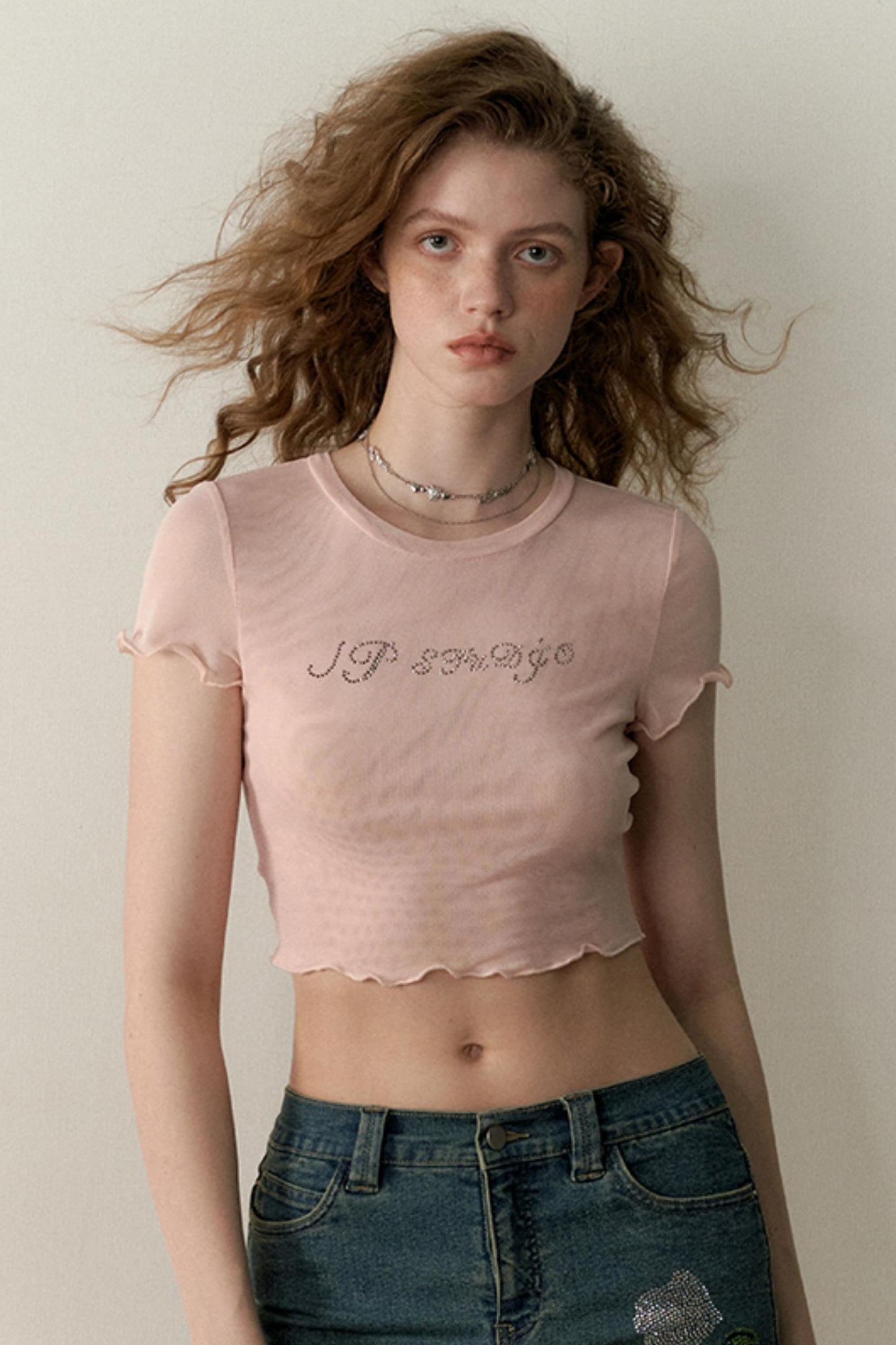 Multicolor Mesh Letter Tee