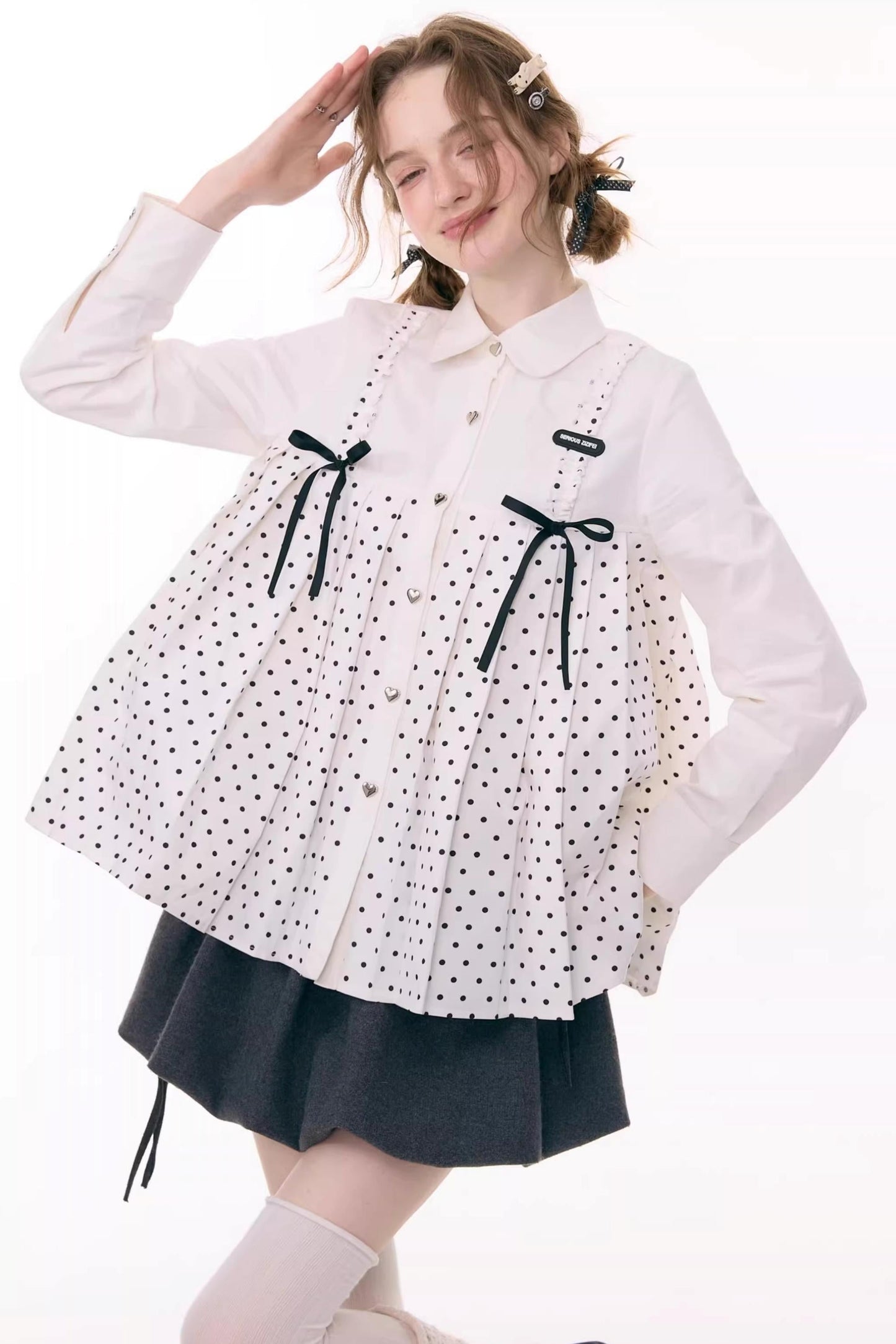 Bow Doll Collar Long Sleeve Shirt