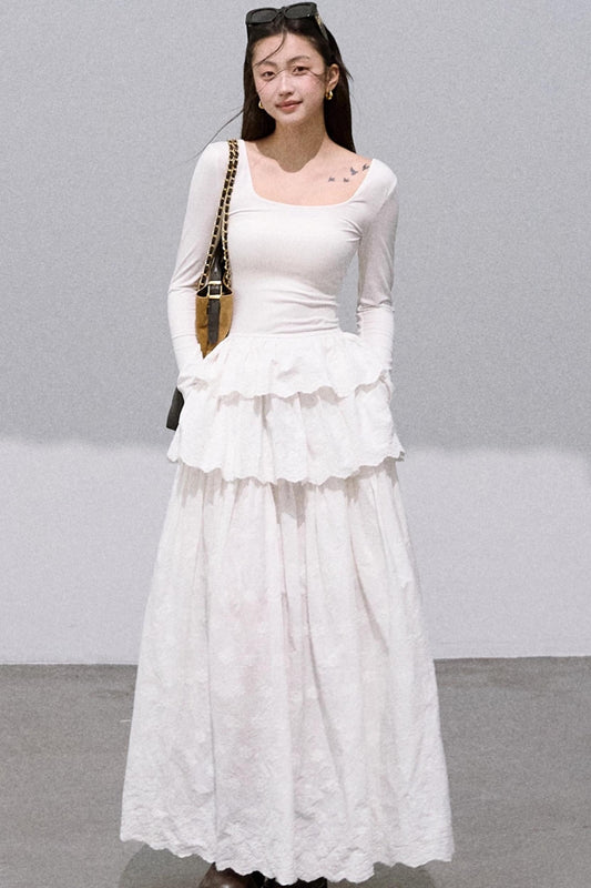 Panelled U-Neck Knitted Dress