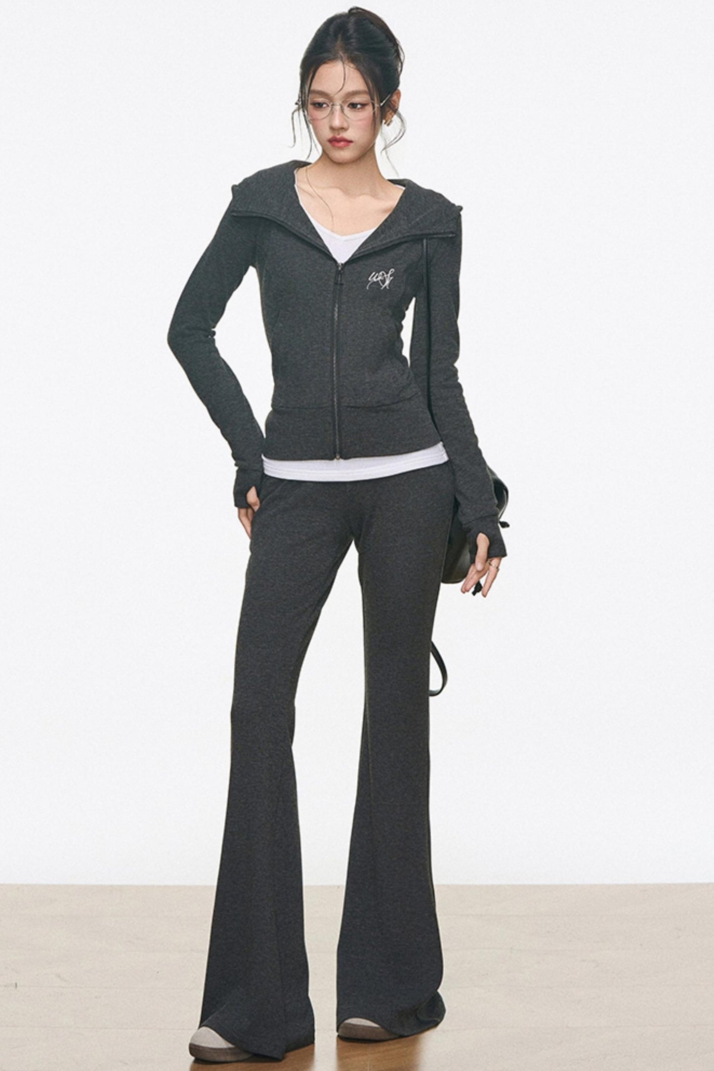 Slimming Knitted Hooded Cardigan Set-Up