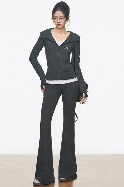 Slimming Knitted Hooded Cardigan Set-Up