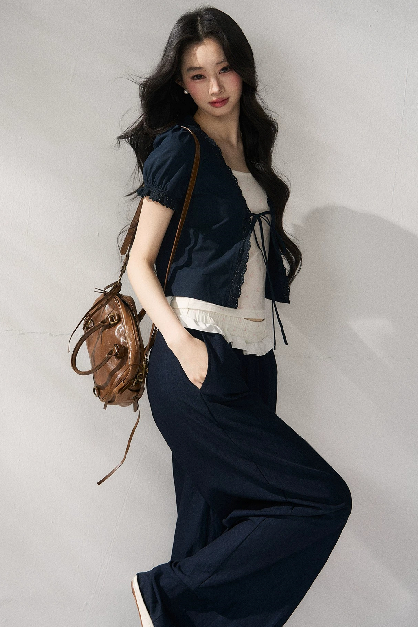 Floral Lace Suspender Cardigan Set-Up
