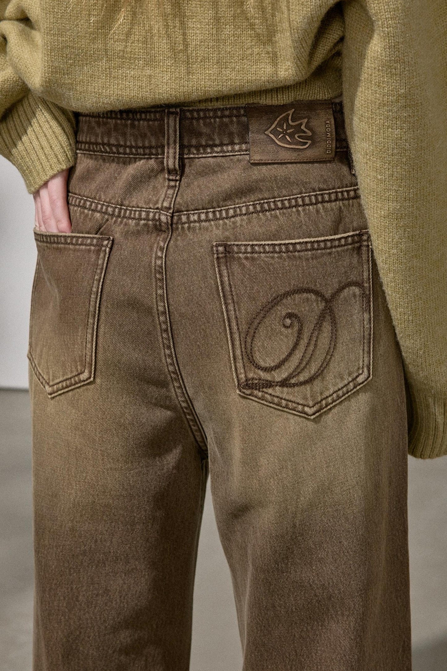 Embroidered Flared Denim Pants