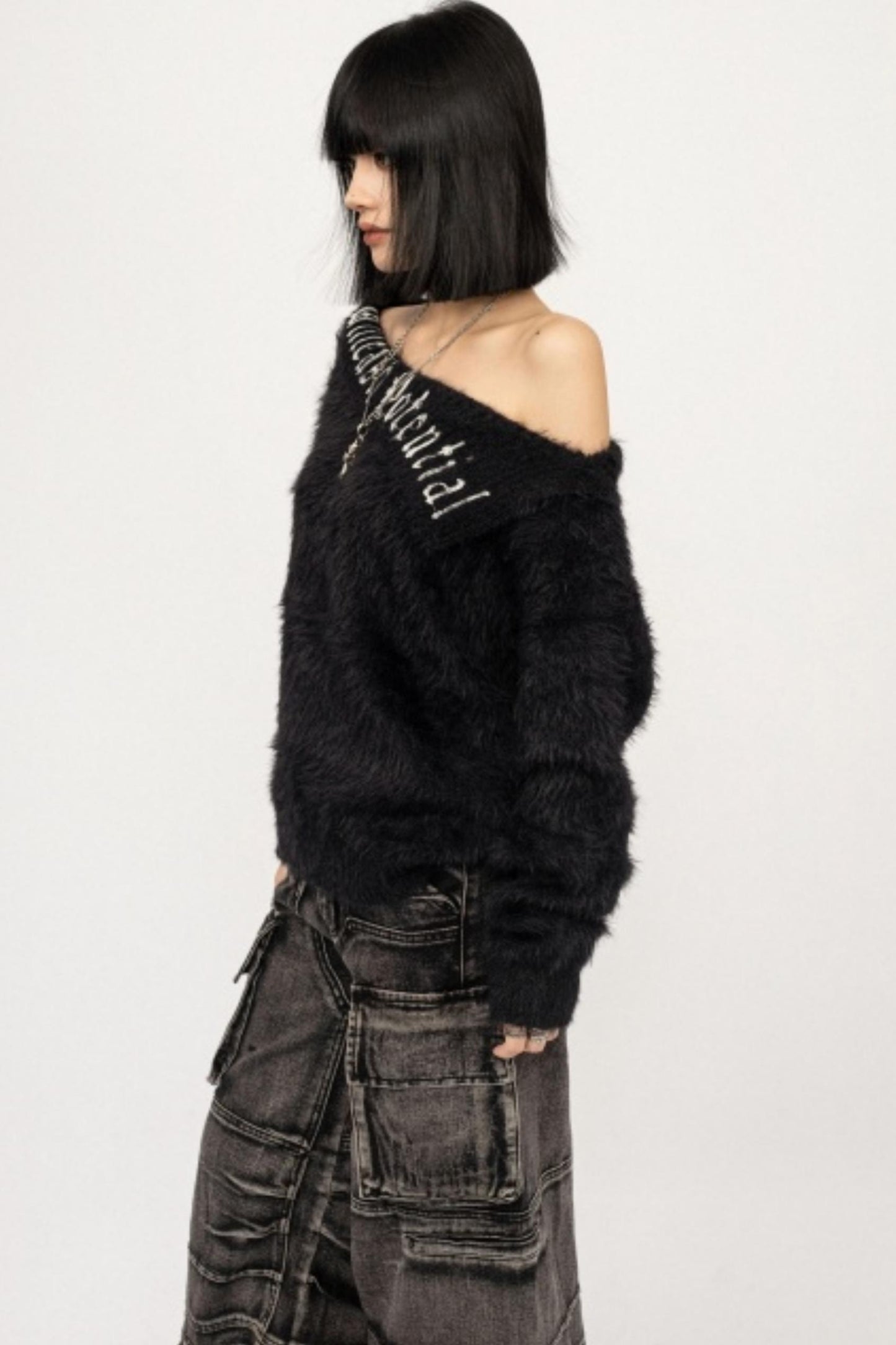 Retro Off-Shoulder Knit Top