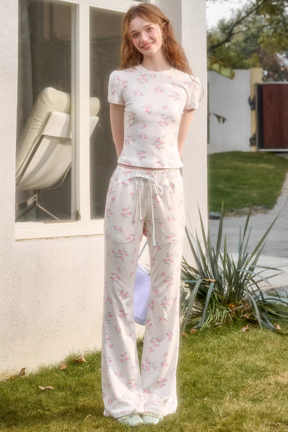 Blue Velvet Floral Cardigan Set-Up