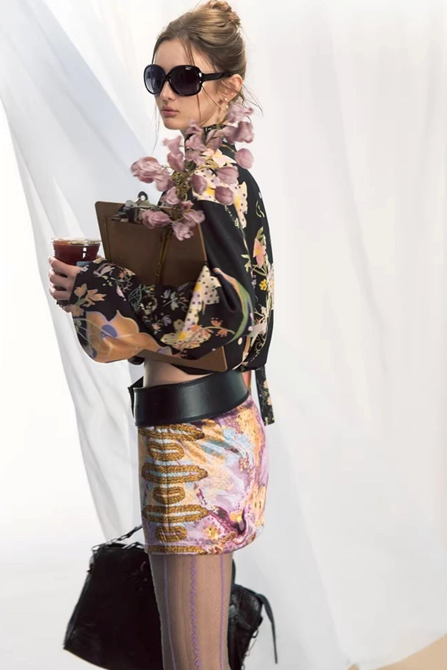 Chiffon Ribbon V-Neck Blouse