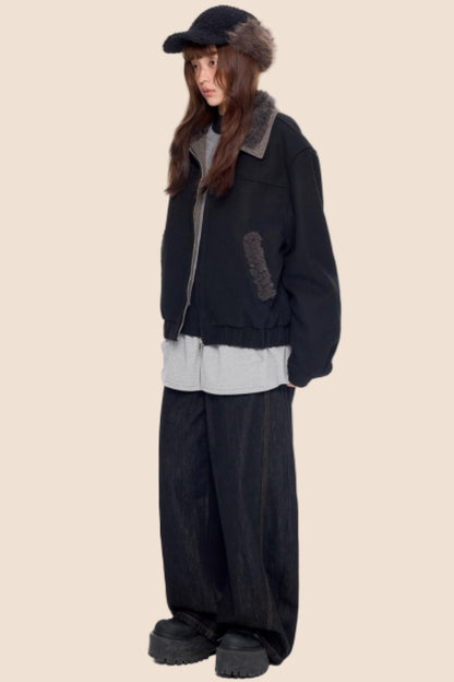 Fur Patchwork Cotton Jacket