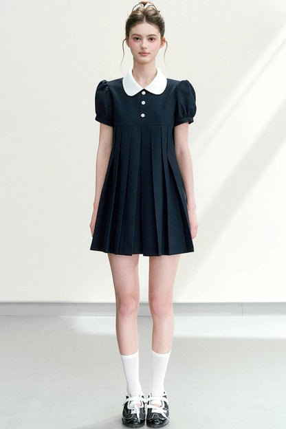 Elegant Navy Puff Dress