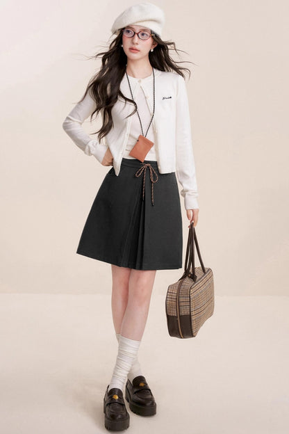 Tweed Lace-Up Skirt