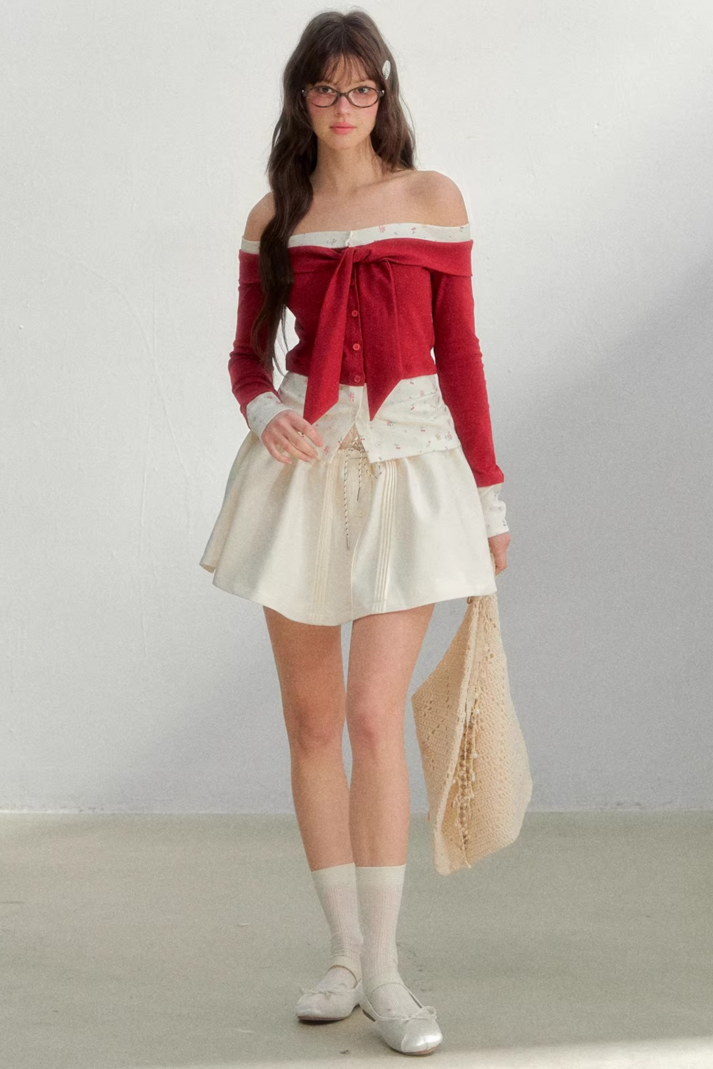 Bright Cherry Tie-Up Blouse