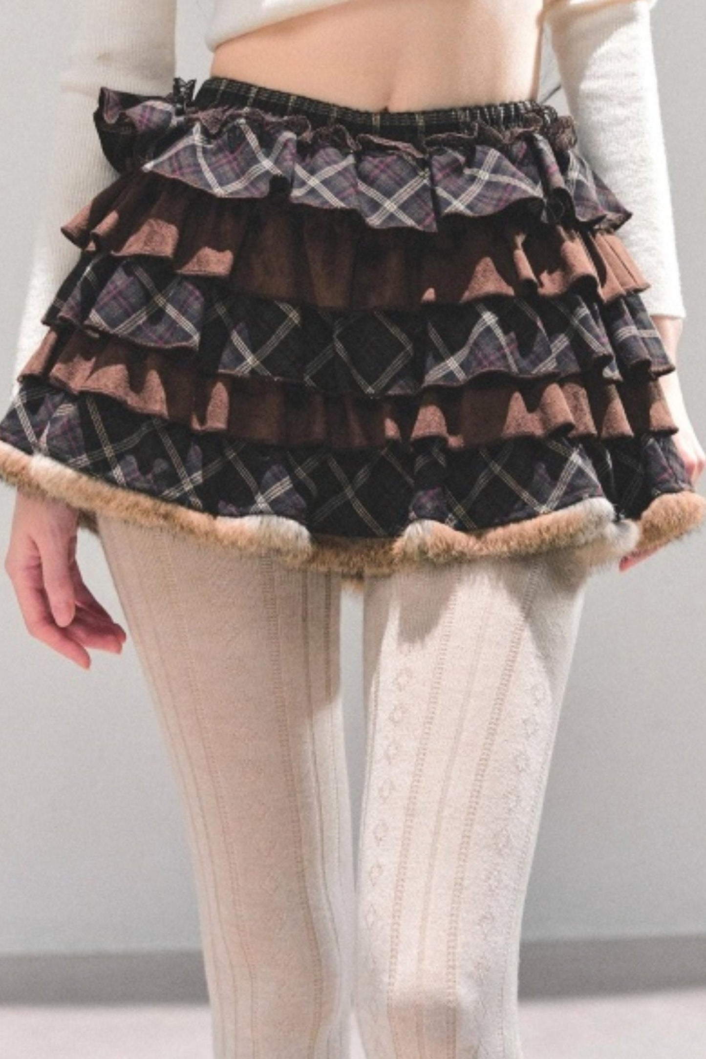 Maillard Poetry Plaid Skirt