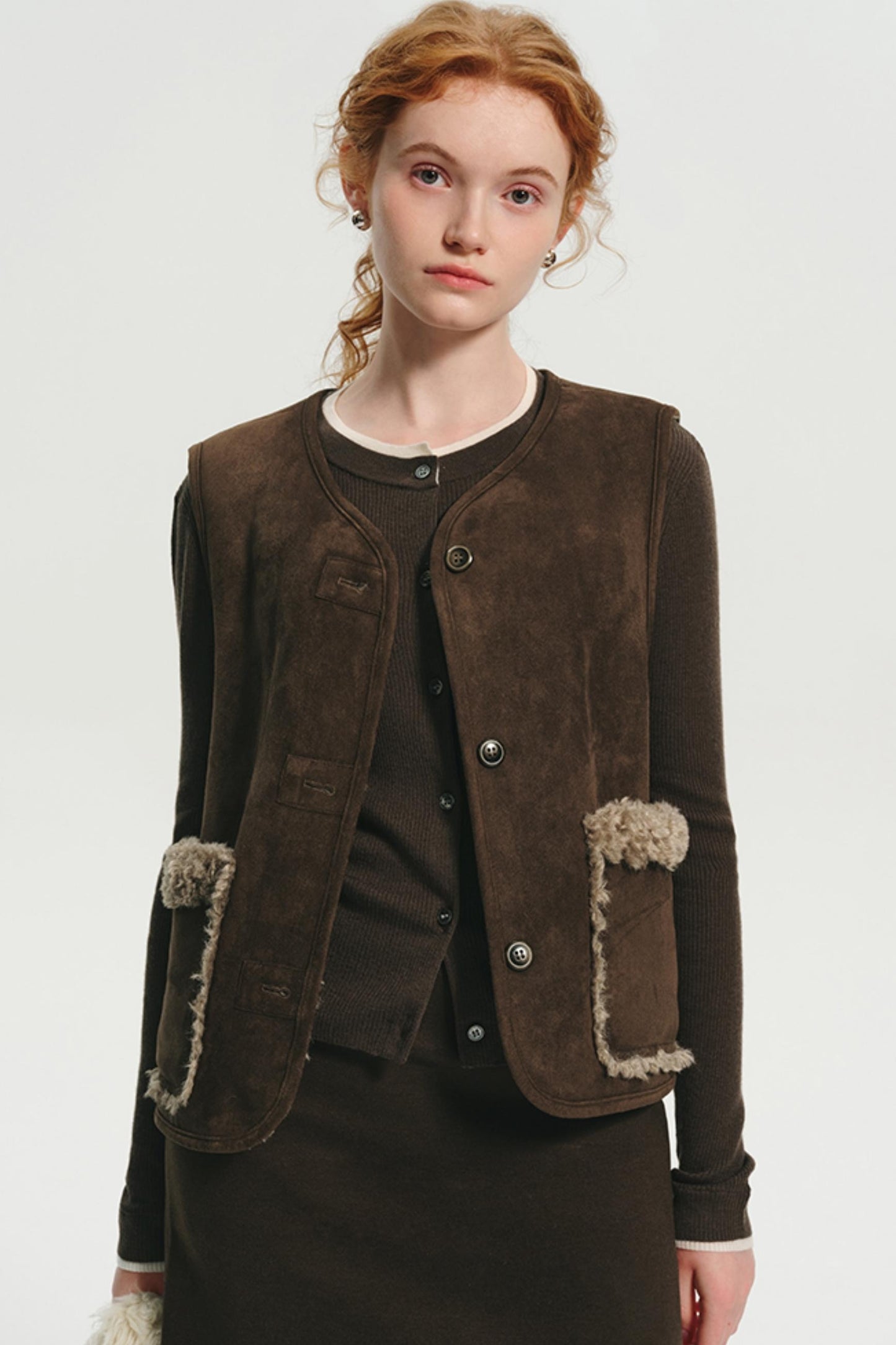 Warm Shearling Suede Vest