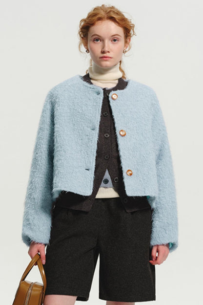 French Style Wool Tweed Crop Jacket