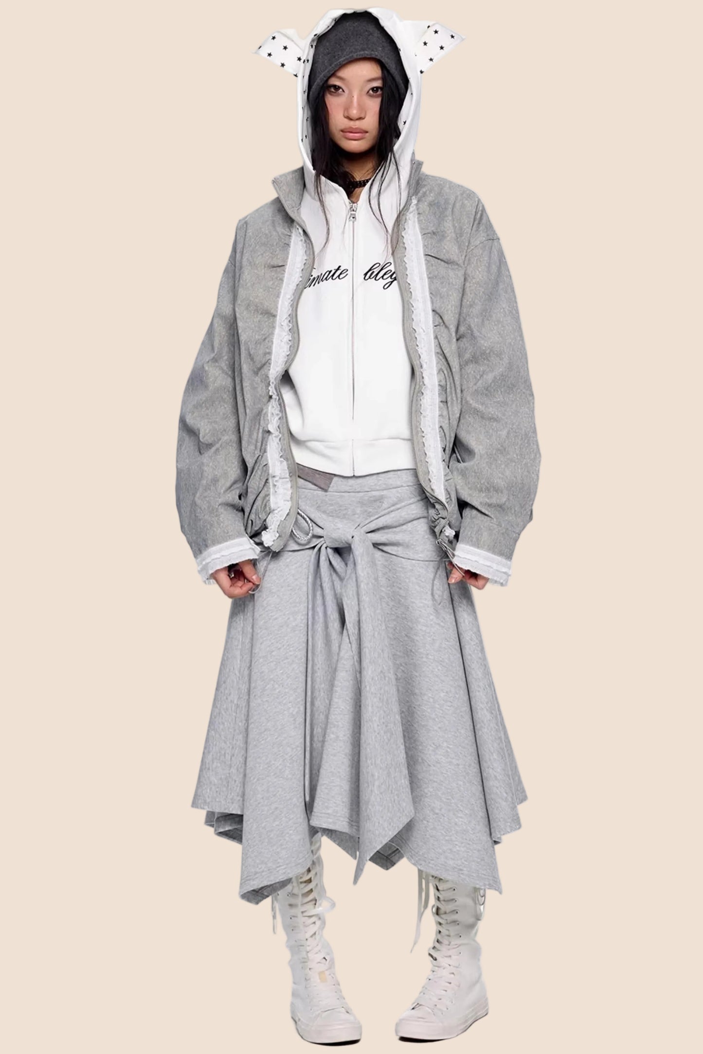 Jacke mit Kordelzug und Reißverschluss