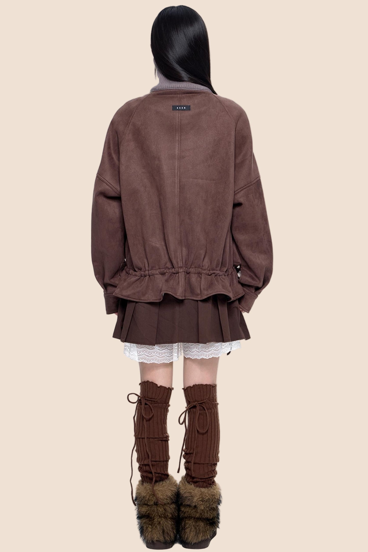 Knit Panel Suede Pocket Jacket