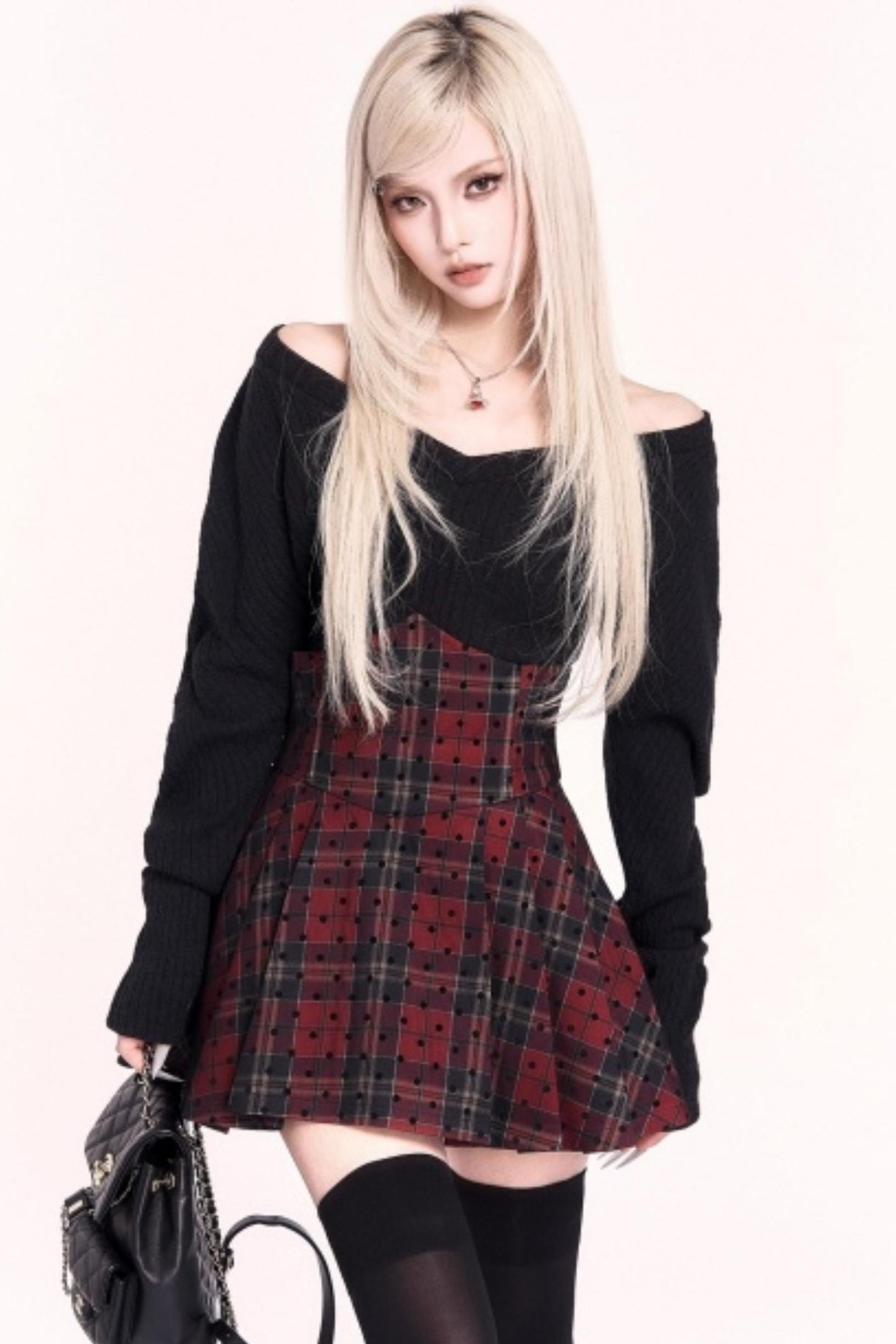 Sweet Plaid High Waist Pleated Skirt