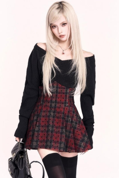 Sweet Plaid High Waist Pleated Skirt