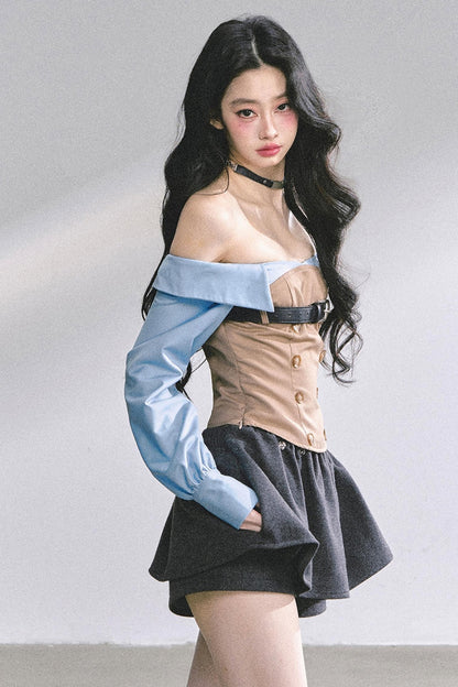 Wide Shoulder Crop Full Sleeve Top