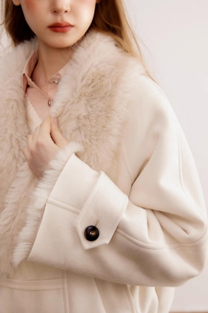 Fur Collar Leather Parka Coat