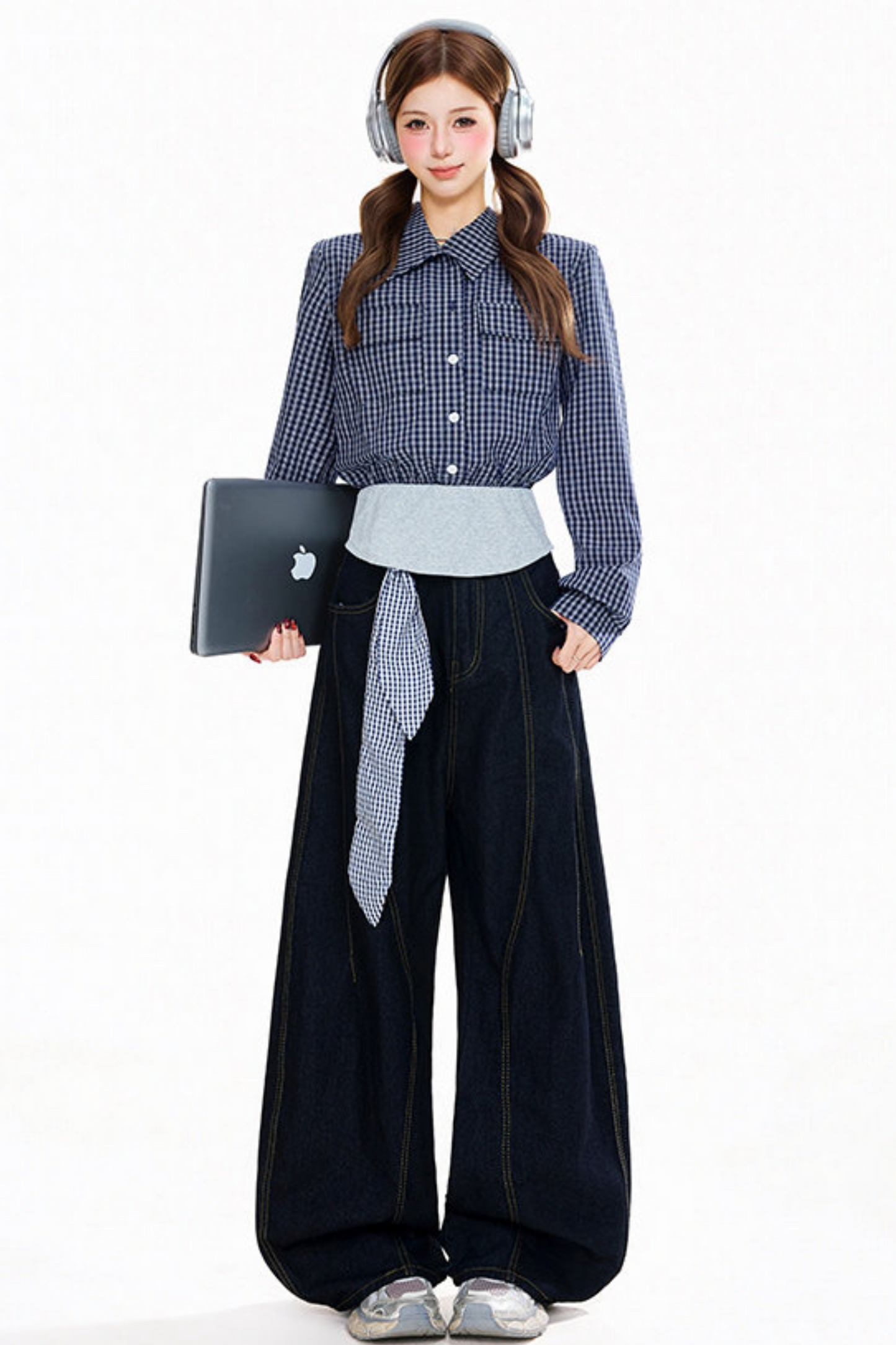 Ribbon Design Denim Pants