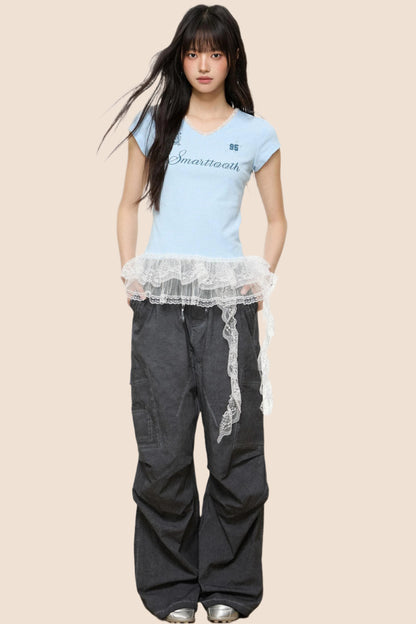 Thin Slim Fit Lace T-Shirt