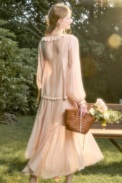 Elegant Vintage Tencel Air Fabric Two-Piece Set-Up