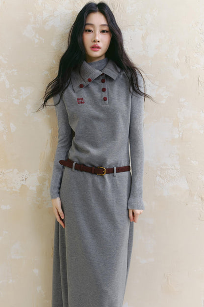 Gray Dream Polo Neck Dress Set-Up