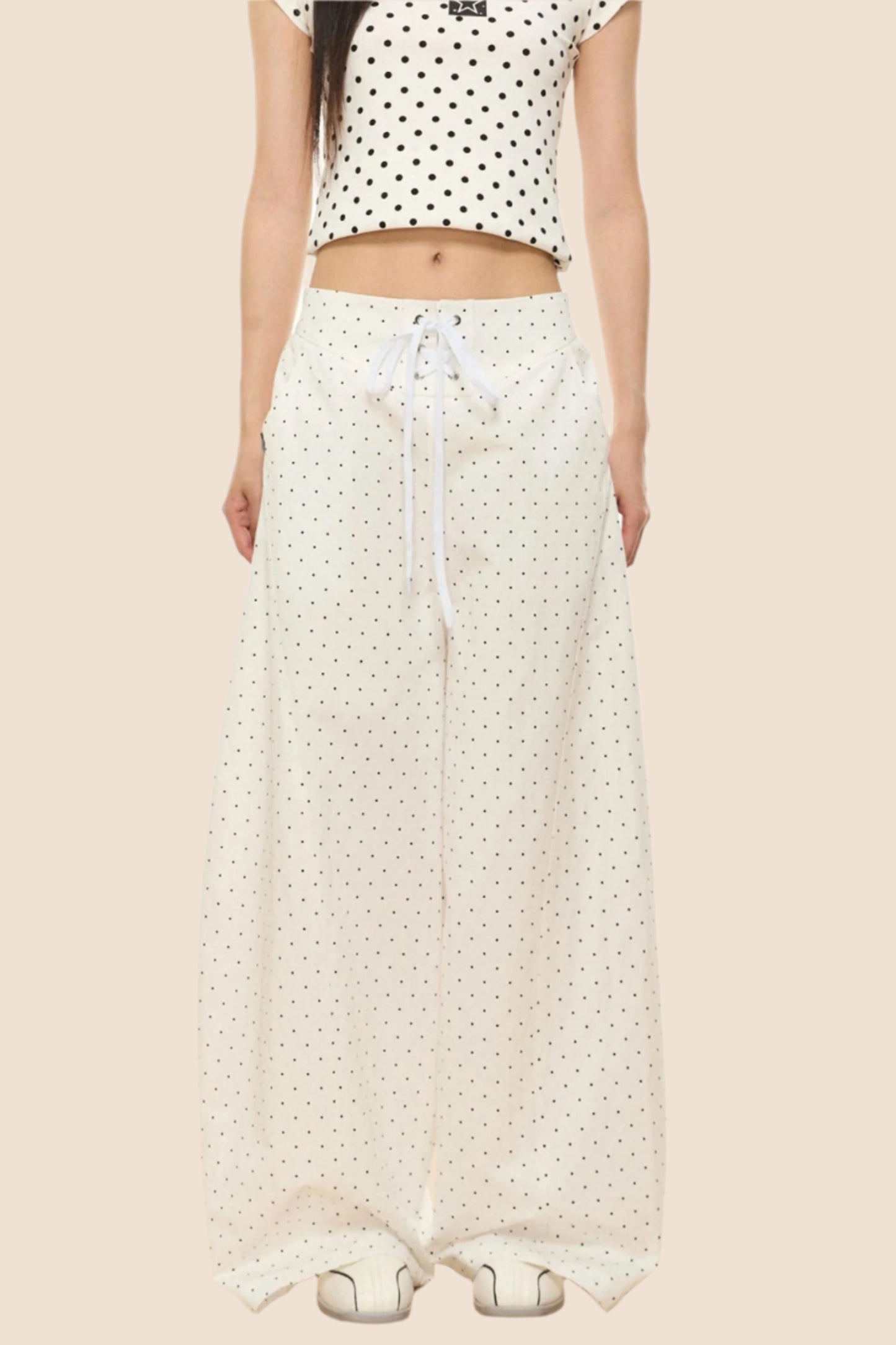 Polka Dot Wide-Leg Pants