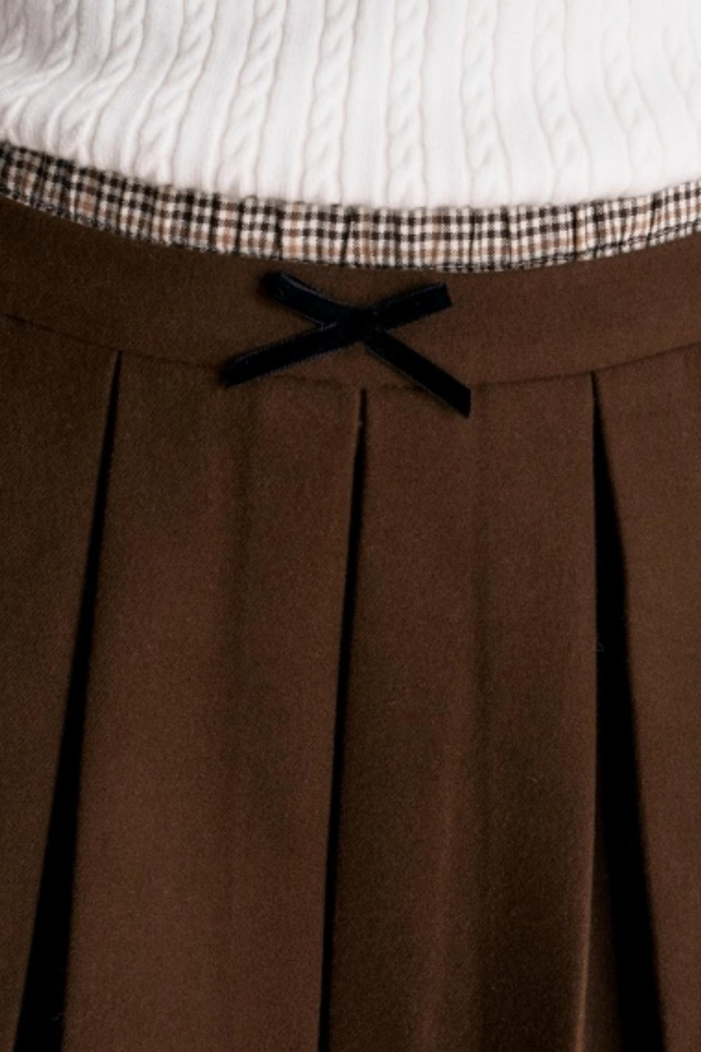 Plaid Flocked Bow Skirt