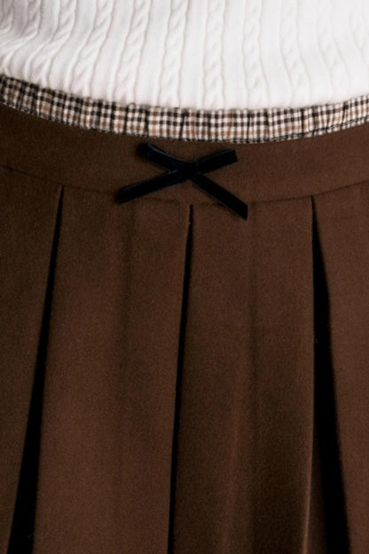 Plaid Flocked Bow Skirt