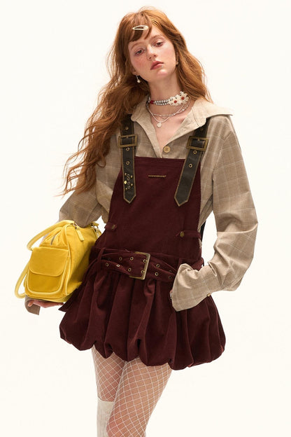 Sweet Corduroy Suspender Dress