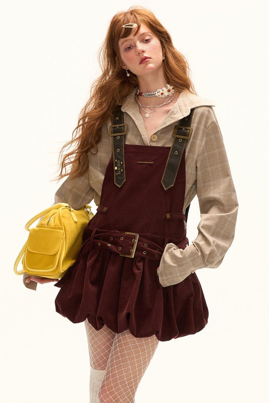Sweet Corduroy Suspender Dress