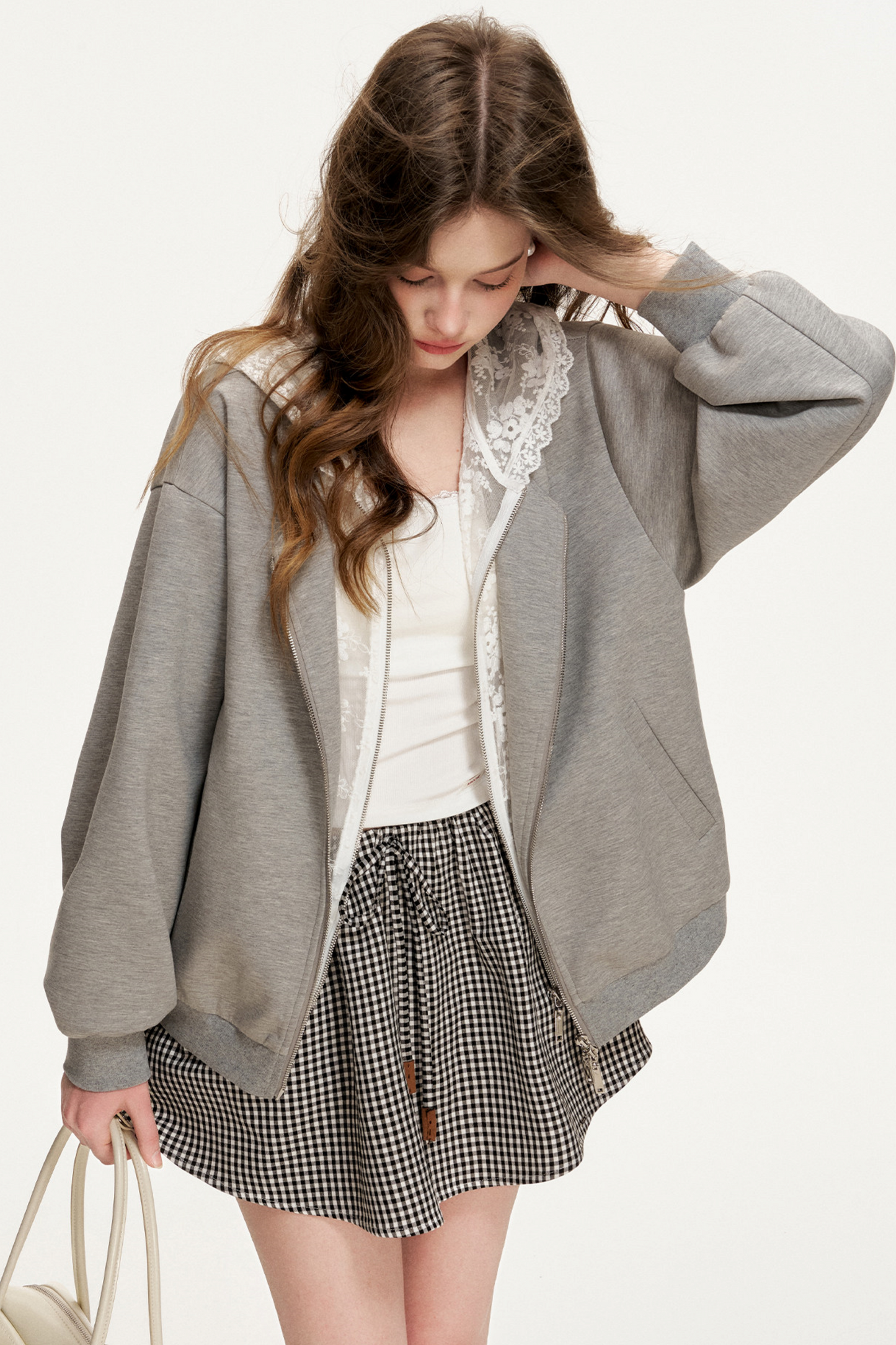 Leather Color-Block A-Line Skirt