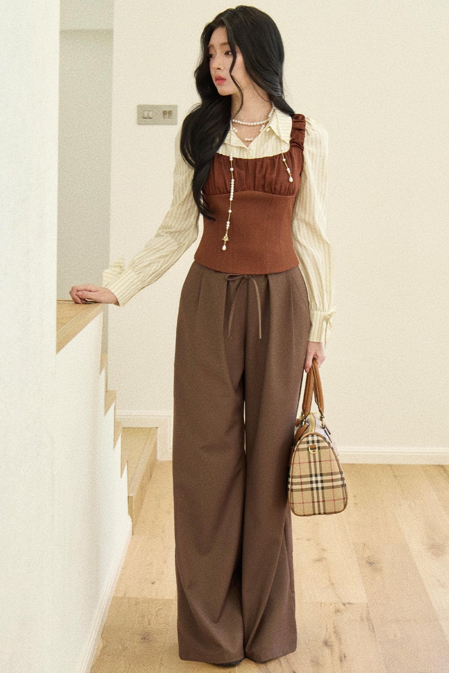 Versatile Tie-Waist Wide-Leg Pants Set-Up